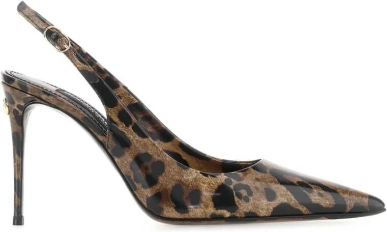 Dolce & Gabbana Animalier Patent-Leren Slingback Pumps Brown Dames