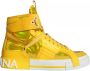 Dolce & Gabbana Geel Wit Leren High-Top Sneakers Yellow Dames - Thumbnail 7