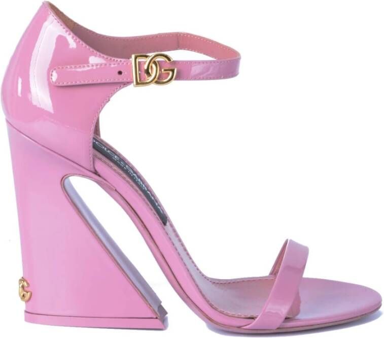 Dolce & Gabbana Gehakte leren sandalen met Keira-patroon Pink Dames