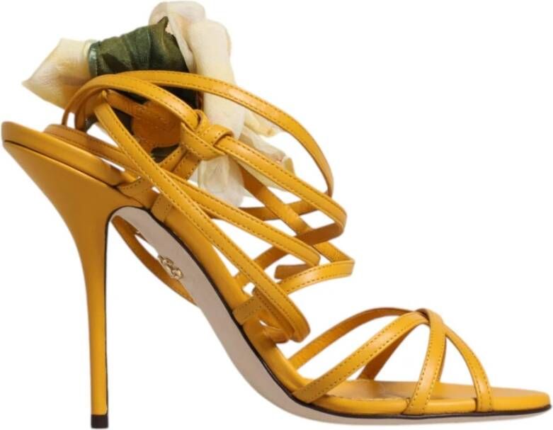 Dolce & Gabbana Gele Bloemen Stiletto Hak Sandalen Yellow Dames