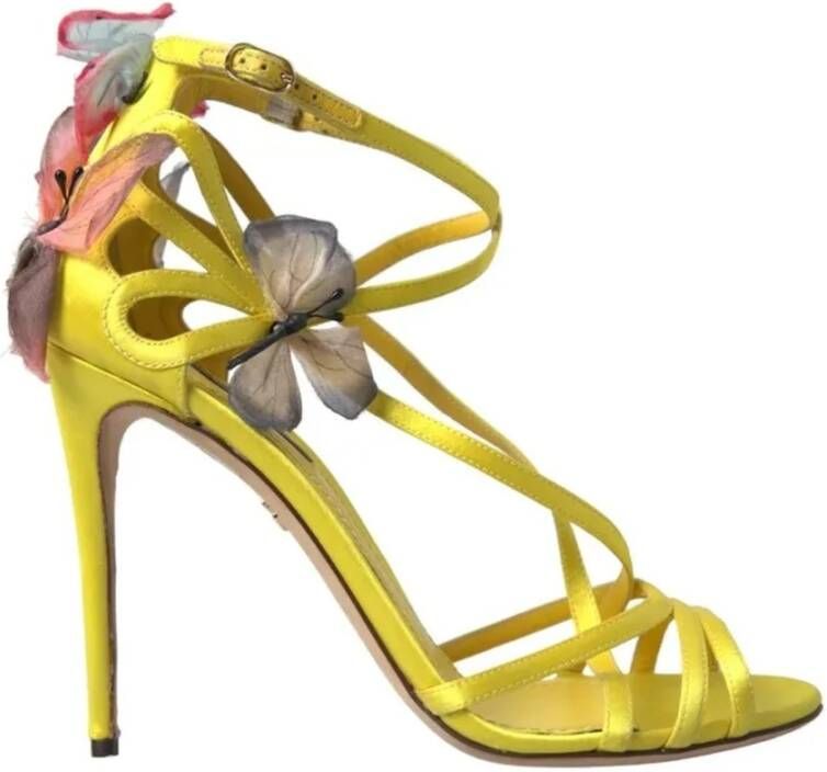 Dolce & Gabbana Gele Butterfly Applique Stiletto Sandalen Yellow Dames