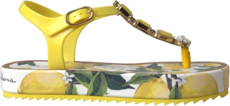 Dolce & Gabbana Gele Citroen Beachwear Flats Sandalen Yellow Dames