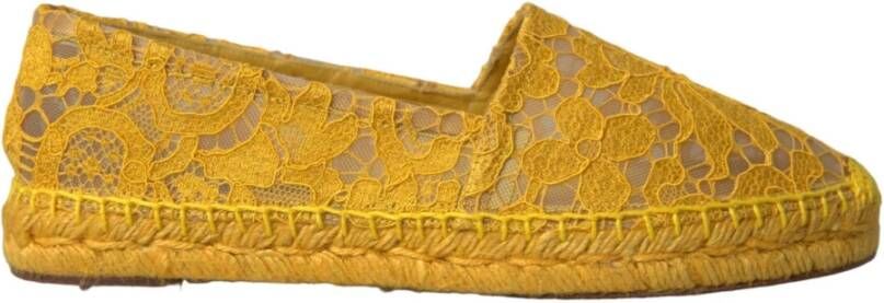 Dolce & Gabbana Gele Kant Espadrille Loafers Platte Schoenen Yellow Dames