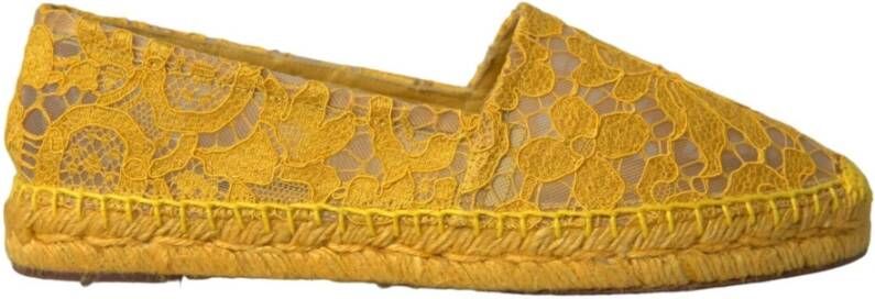 Dolce & Gabbana Gele Kant Espadrille Loafers Platte Schoenen Yellow Dames