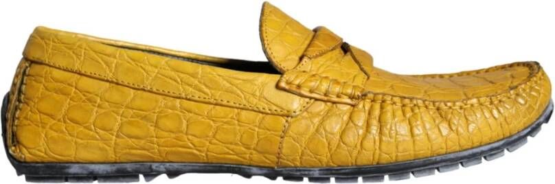 Dolce & Gabbana Gele Leren Loafer Schoenen Yellow Heren