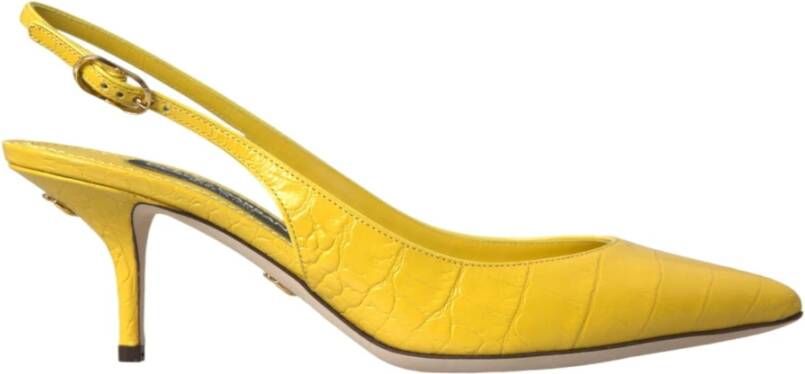 Dolce & Gabbana Gele Leren Slingback Hakken Schoenen Yellow Dames