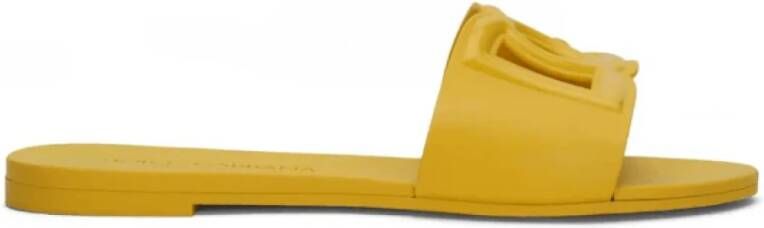 Dolce & Gabbana Gele Logo Slides Open Teen Instapper Yellow Dames