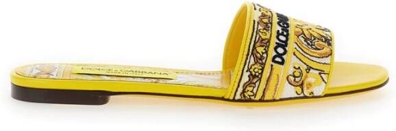 Dolce & Gabbana Gele Platte Tris Maiolica Sandalen Multicolor Dames