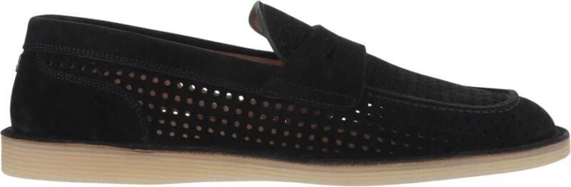 Dolce & Gabbana Geperforeerde leren loafers Zwart Ronde neus Black Heren