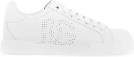 Dolce & Gabbana Geperforeerde logo leren sneakers White Dames