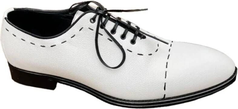 Dolce & Gabbana Gestikte Binnenzool Leren Derby Schoenen White Heren