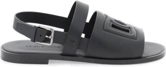 Dolce & Gabbana Gestikte DG Logo Sandalen Black Heren