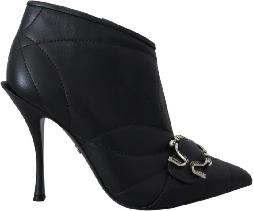 Dolce & Gabbana Gestikte leren stiletto laarzen Black Dames