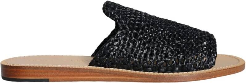 Dolce & Gabbana Gevlochten Raffia Slides in Beige Black Heren