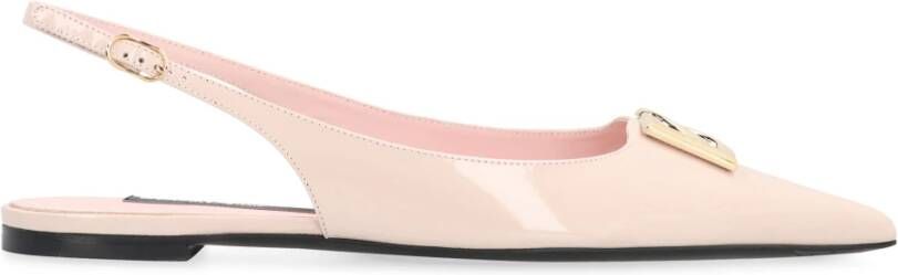 Dolce & Gabbana Gouden Metalen Logo Slingback Ballet Flats Pink Dames