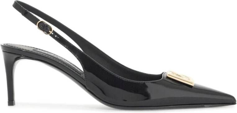 Dolce & Gabbana Glanzende Leren Slingback Pumps Black Dames