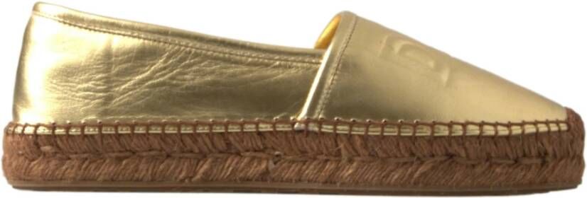 Dolce & Gabbana Gouden Elegantie Leren Espadrilles Yellow Dames