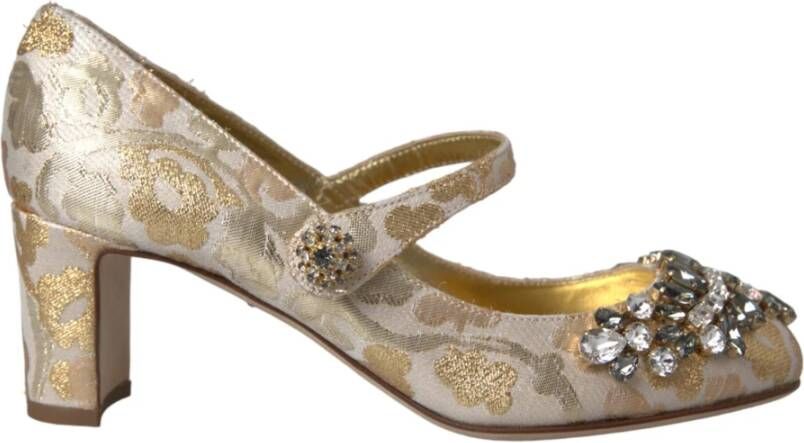 Dolce & Gabbana Gouden Jacquard Mary Janes Pumps Schoenen Yellow Dames