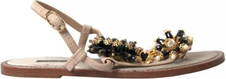 Dolce & Gabbana Gouden Kralen Leren Sandalen Multicolor Dames