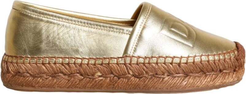 Dolce & Gabbana Gouden Leren Loafers Flats Espadrilles Schoenen Yellow Dames