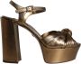 Dolce & Gabbana Bronze Leather Ankle Strap Platform Sandals Shoes Bruin Dames - Thumbnail 1