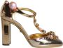 Dolce & Gabbana Gouden Leren T-Strap Hakken met Gesp Yellow Dames - Thumbnail 1