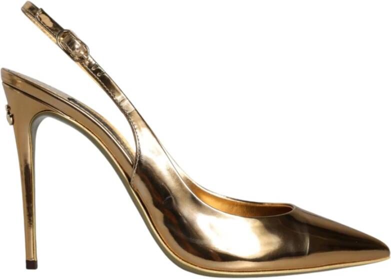 Dolce & Gabbana Gouden Patentleren Slingback Hakken Yellow Dames