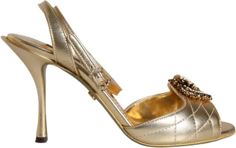 Dolce & Gabbana Gouden Stiletto Hakken Sandalen Yellow Dames