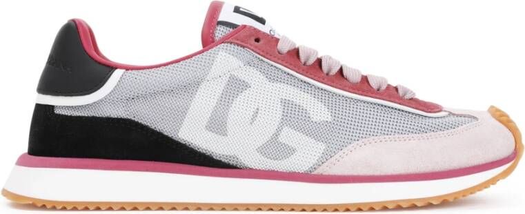 Dolce & Gabbana Grijs Roze Sneakers Gray Dames