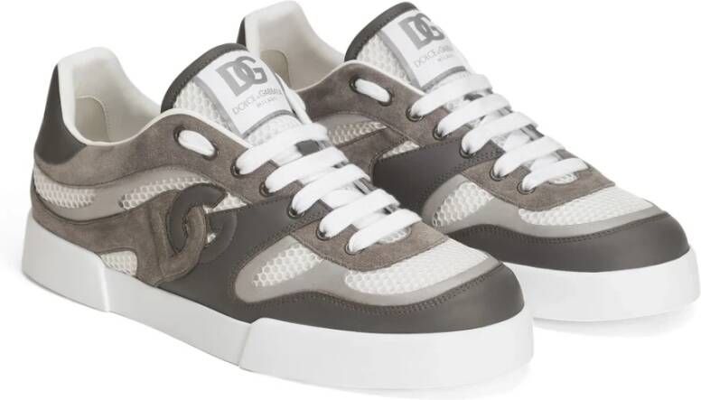 Dolce & Gabbana Grijze Mesh Sneakers met Reflecterende Details Gray Heren