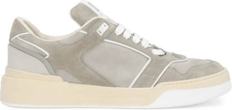 Dolce & Gabbana Grijze Suède Sneakers Paneeldesign Gray Heren