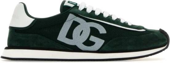 Dolce & Gabbana Groene Suède Mesh Aria Sneakers Green Heren