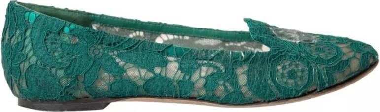 Dolce & Gabbana Groene Taormina Lace Slip On Flats Green Dames