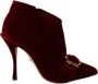 Dolce & Gabbana Bordeauxrode Velvet Enkellaarzen met Ritssluiting Red Dames - Thumbnail 1