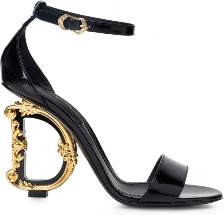 Dolce & Gabbana Zwarte Leren Barok Hak Sandalen Black Dames