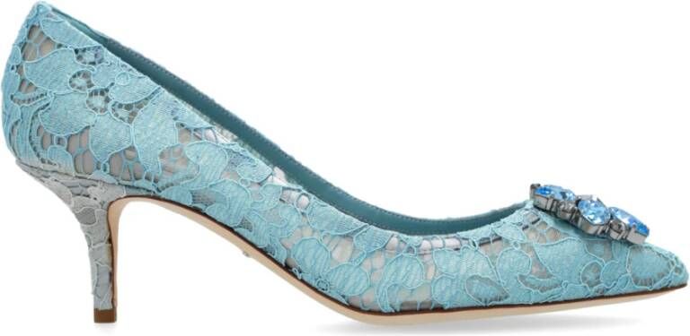 Dolce & Gabbana Lace Rainbow Pumps with Brooch Detailing Blauw Dames