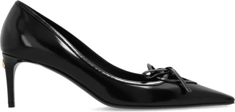 Dolce & Gabbana Zwarte leren pumps met gouden logo Black Dames