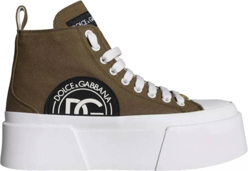 Dolce & Gabbana Hoge Top Canvas Sneaker Laarzen Schoenen Green Dames