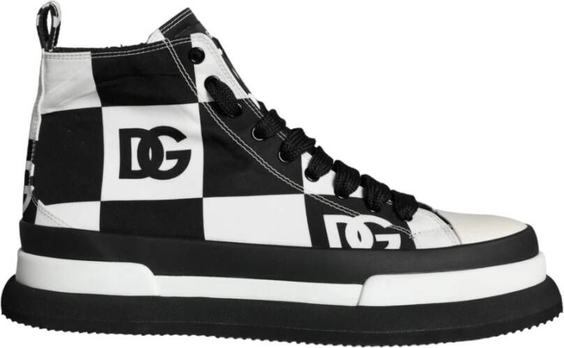 Dolce & Gabbana Hoge Top Geruite Sneakers Schoenen Black Heren