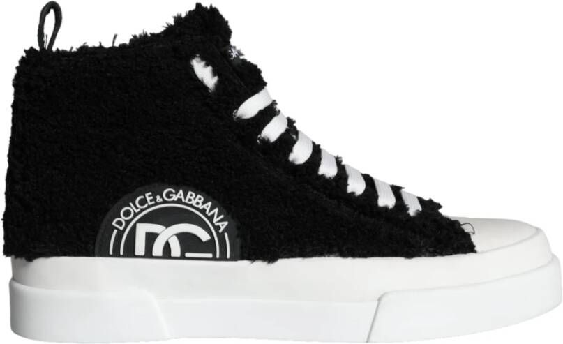 Dolce & Gabbana Hoge Top Sneaker Schoenen Zwart Wit Black Heren