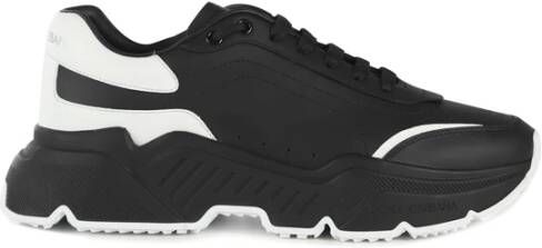 Dolce & Gabbana Italiaanse leren sneakers met oversized rubberen zool Black Heren