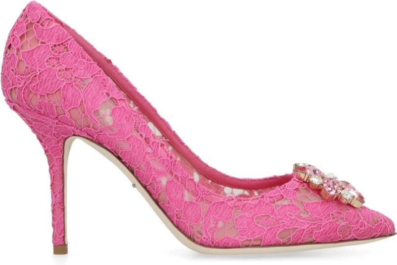 Dolce & Gabbana Kanten Bloempomp Pink Dames