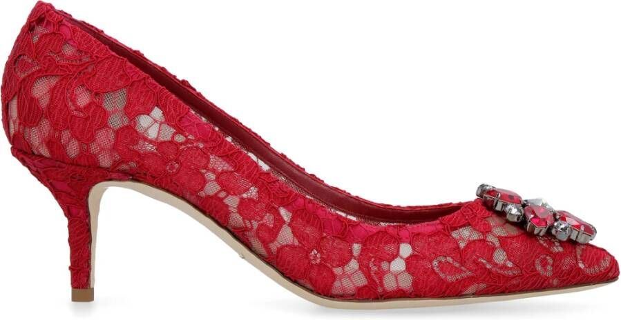 Dolce & Gabbana Kanten Bloempomp Red Dames