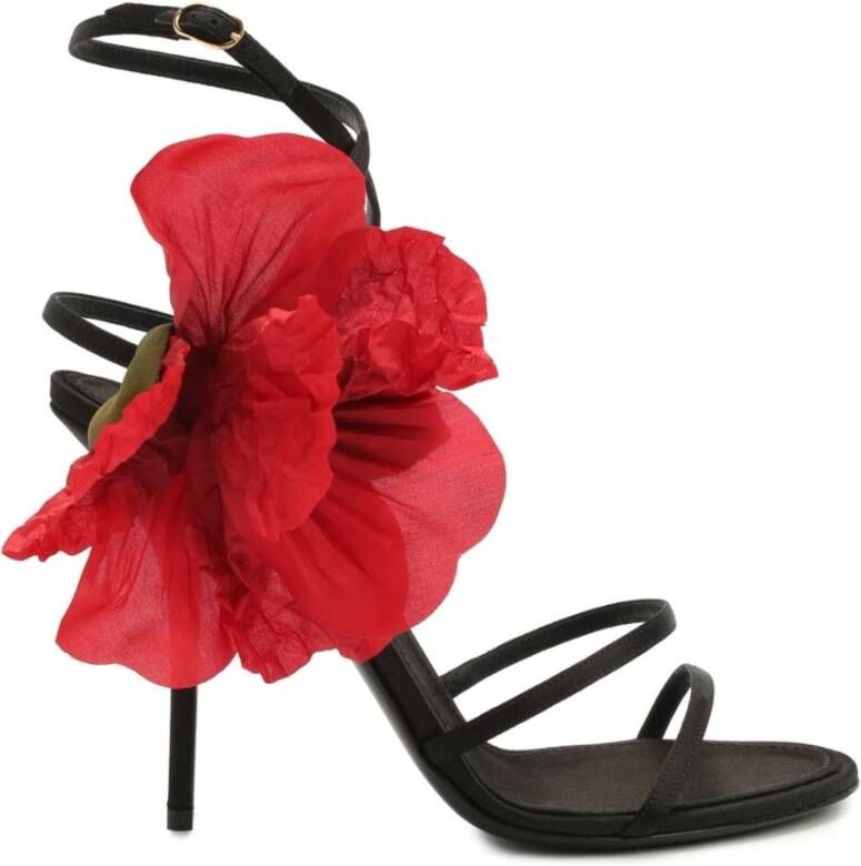 Dolce & Gabbana Keira Sandalen met Applicatiebloemen Black Dames