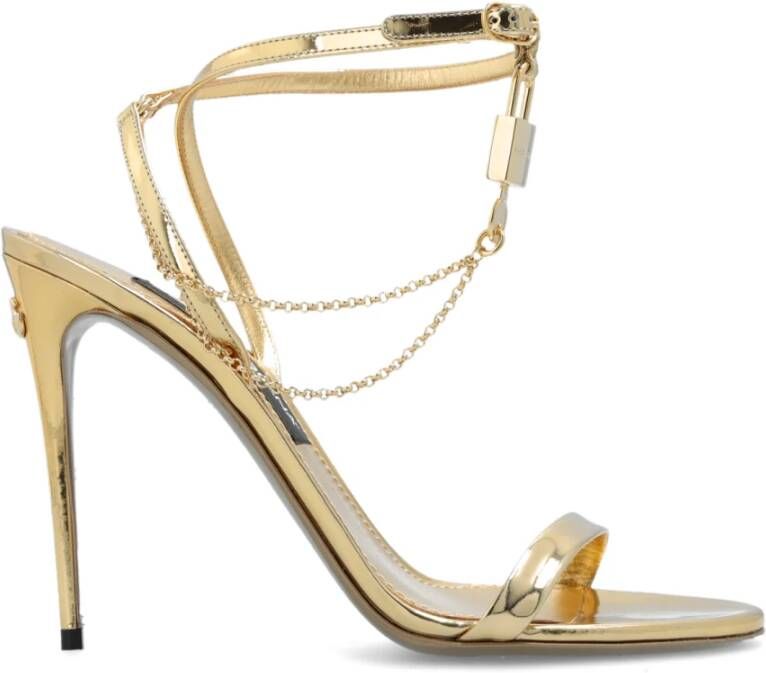 Dolce & Gabbana Gouden Sandalen met 11.0 cm Hak Beige Dames