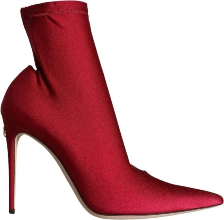 Dolce & Gabbana Kersenrode Stiletto Enkellaarzen Red Dames