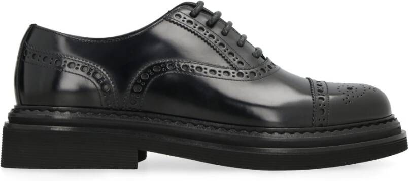 Dolce & Gabbana Premium Zwart Leren Oxford Veterschoenen Black Heren