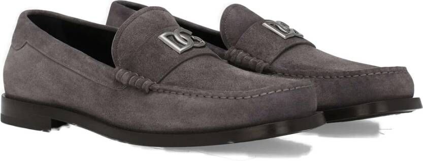 Dolce & Gabbana Klassieke Leren Moccasin Schoenen Gray Heren