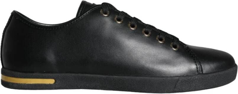 Dolce & Gabbana Klassieke Zwarte Gouden Leren Sneakers Schoenen Black Heren