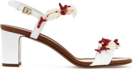 Dolce & Gabbana Koraal Schelp Hoge Hak Sandalen White Dames